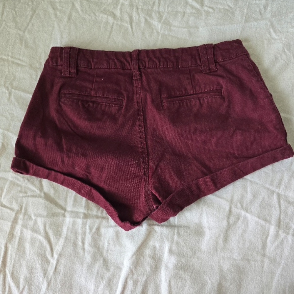 Burgandy Red Cuffed Micro Shorts Size S - Picture 3 of 14